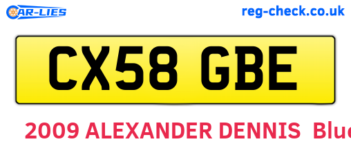 CX58GBE are the vehicle registration plates.