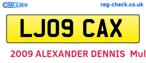LJ09CAX are the vehicle registration plates.