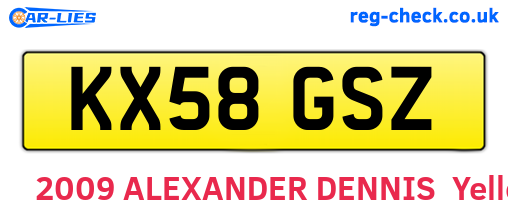 KX58GSZ are the vehicle registration plates.