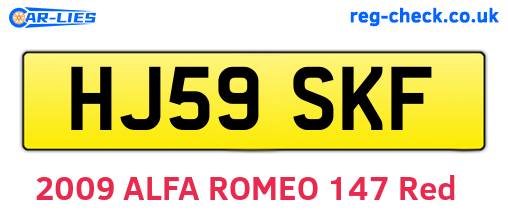 HJ59SKF are the vehicle registration plates.