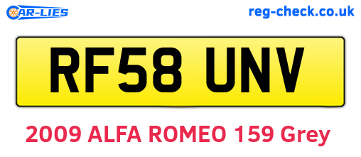 RF58UNV are the vehicle registration plates.
