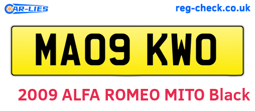 MA09KWO are the vehicle registration plates.