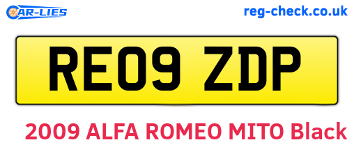 RE09ZDP are the vehicle registration plates.