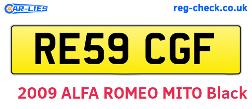 RE59CGF are the vehicle registration plates.