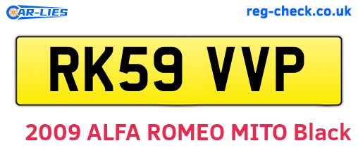 RK59VVP are the vehicle registration plates.