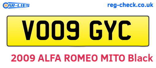VO09GYC are the vehicle registration plates.