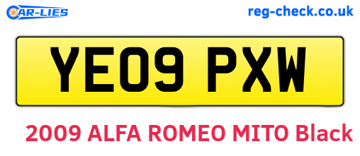YE09PXW are the vehicle registration plates.