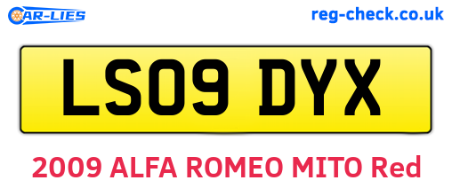 LS09DYX are the vehicle registration plates.