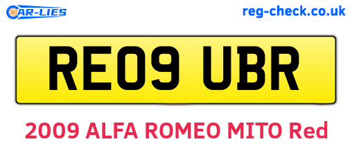 RE09UBR are the vehicle registration plates.