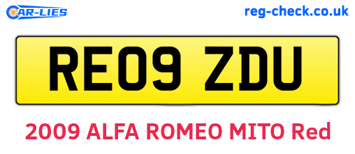 RE09ZDU are the vehicle registration plates.