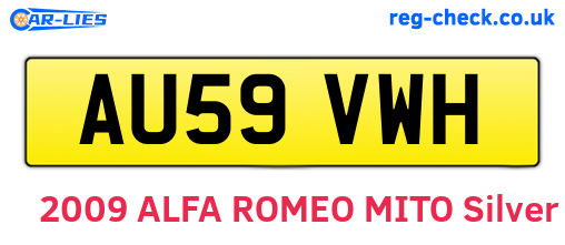 AU59VWH are the vehicle registration plates.