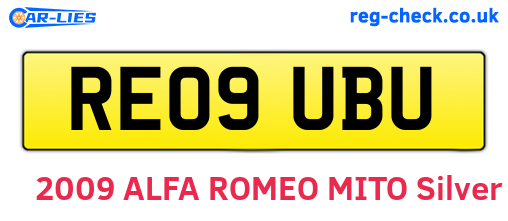 RE09UBU are the vehicle registration plates.