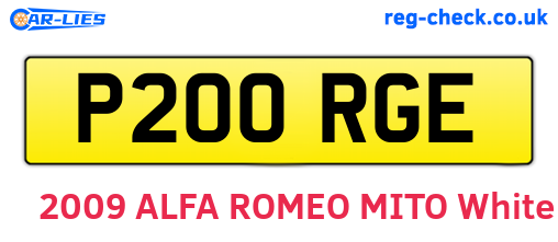 P200RGE are the vehicle registration plates.