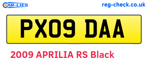 PX09DAA are the vehicle registration plates.