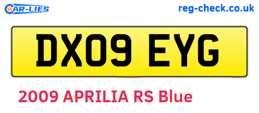DX09EYG are the vehicle registration plates.