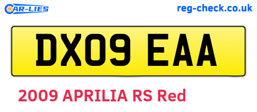 DX09EAA are the vehicle registration plates.