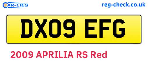 DX09EFG are the vehicle registration plates.