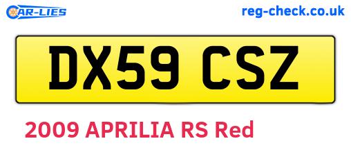 DX59CSZ are the vehicle registration plates.