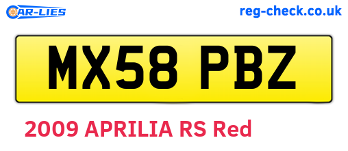 MX58PBZ are the vehicle registration plates.