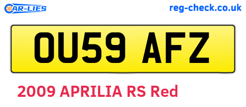 OU59AFZ are the vehicle registration plates.