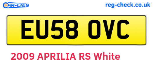 EU58OVC are the vehicle registration plates.