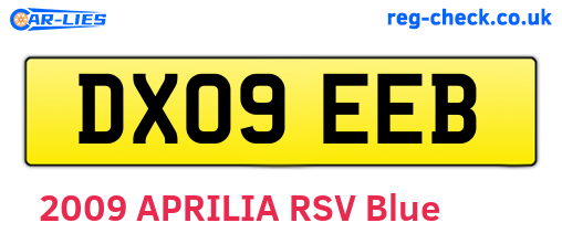 DX09EEB are the vehicle registration plates.