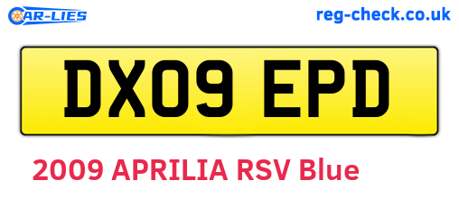 DX09EPD are the vehicle registration plates.