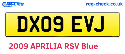 DX09EVJ are the vehicle registration plates.