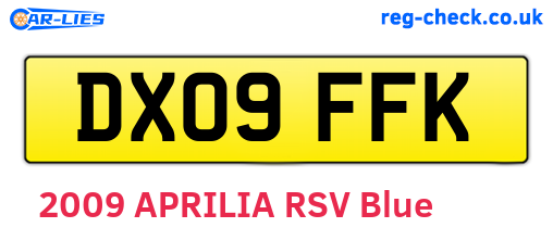 DX09FFK are the vehicle registration plates.