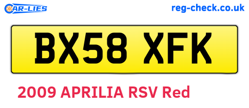 BX58XFK are the vehicle registration plates.