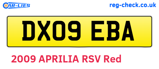 DX09EBA are the vehicle registration plates.