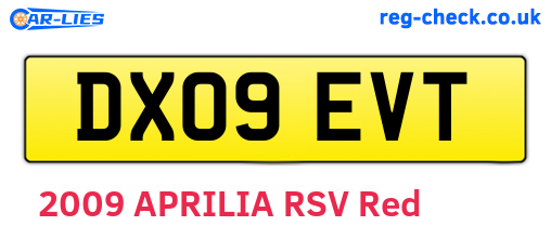 DX09EVT are the vehicle registration plates.