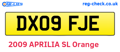 DX09FJE are the vehicle registration plates.