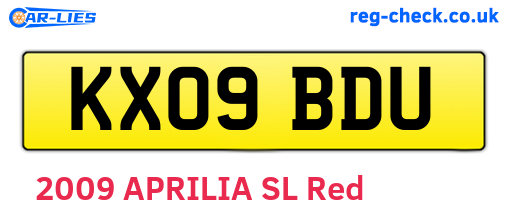 KX09BDU are the vehicle registration plates.