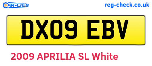 DX09EBV are the vehicle registration plates.