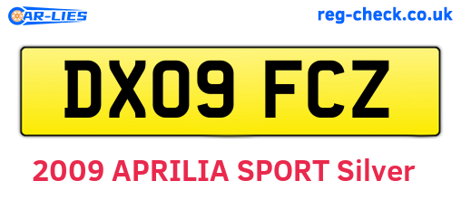 DX09FCZ are the vehicle registration plates.