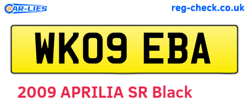 WK09EBA are the vehicle registration plates.