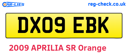 DX09EBK are the vehicle registration plates.