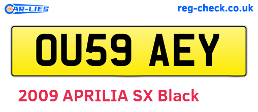 OU59AEY are the vehicle registration plates.