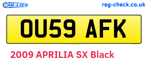 OU59AFK are the vehicle registration plates.