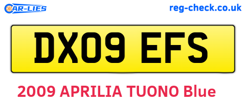 DX09EFS are the vehicle registration plates.