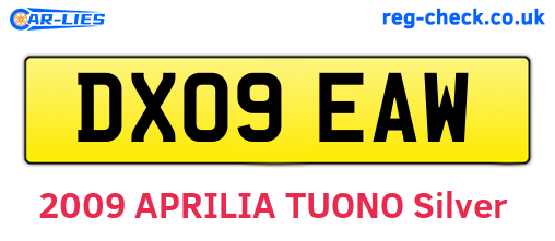 DX09EAW are the vehicle registration plates.