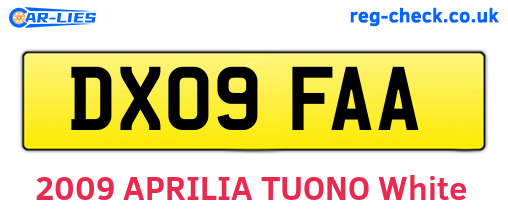 DX09FAA are the vehicle registration plates.