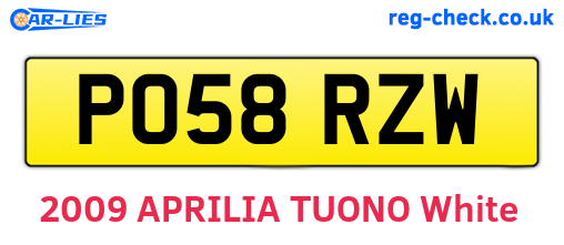 PO58RZW are the vehicle registration plates.