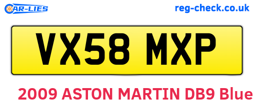 VX58MXP are the vehicle registration plates.