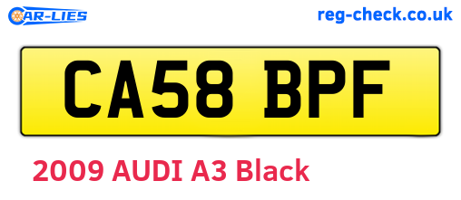 CA58BPF are the vehicle registration plates.