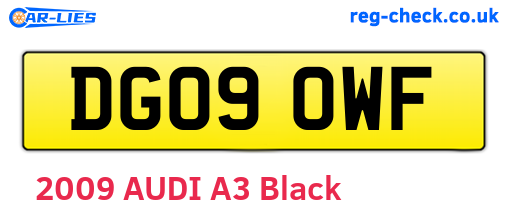 DG09OWF are the vehicle registration plates.