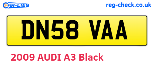 DN58VAA are the vehicle registration plates.