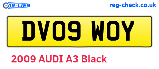 DV09WOY are the vehicle registration plates.