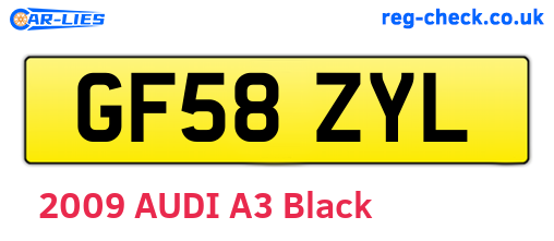 GF58ZYL are the vehicle registration plates.